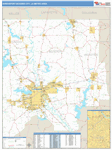 Shreveport-Bossier City Metro Area Wall Map Basic Style